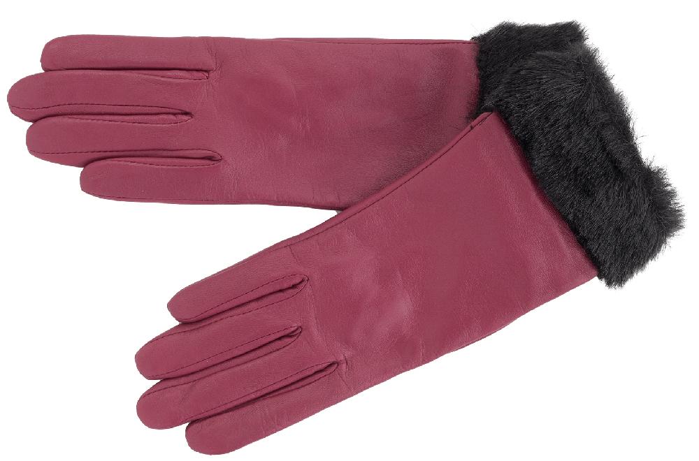 Lambland Ladies Premium Leather Gloves With Faux Fur Cuff