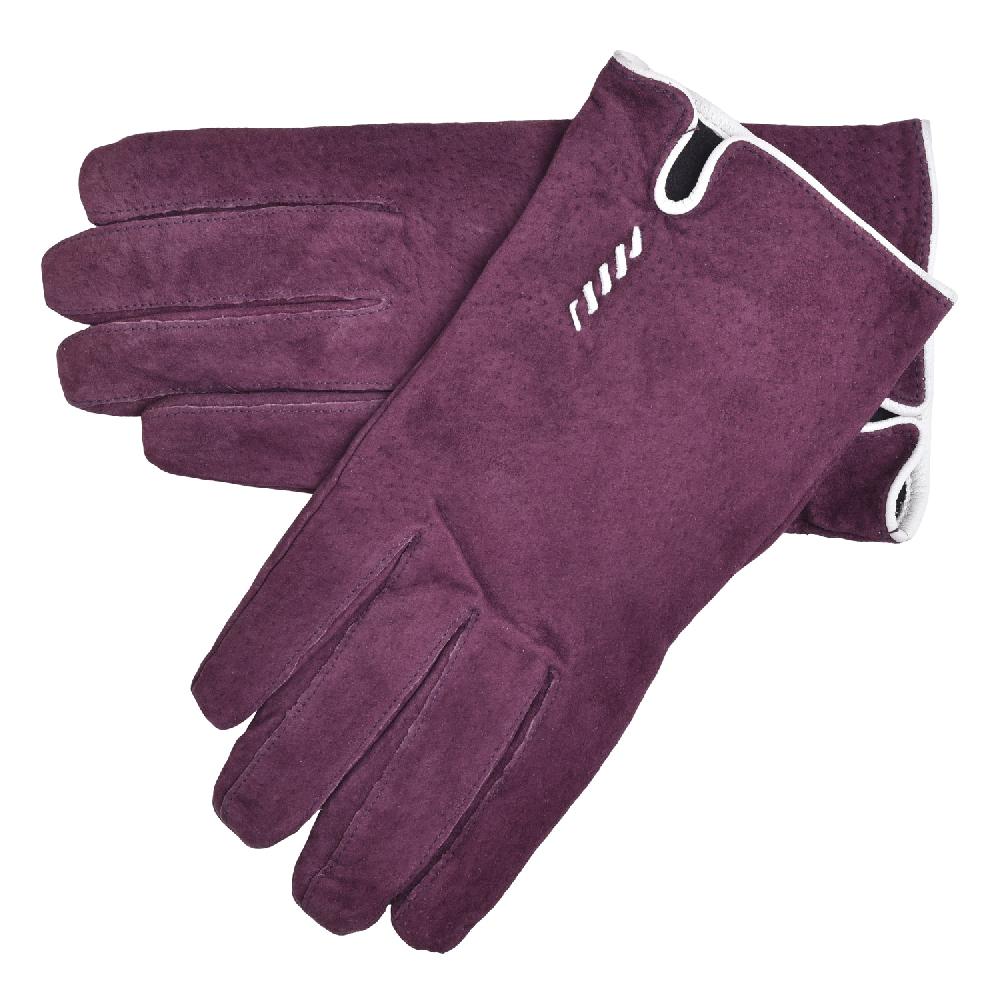 Lambland Ladies Suede Gloves With Stitching Pattern Detail