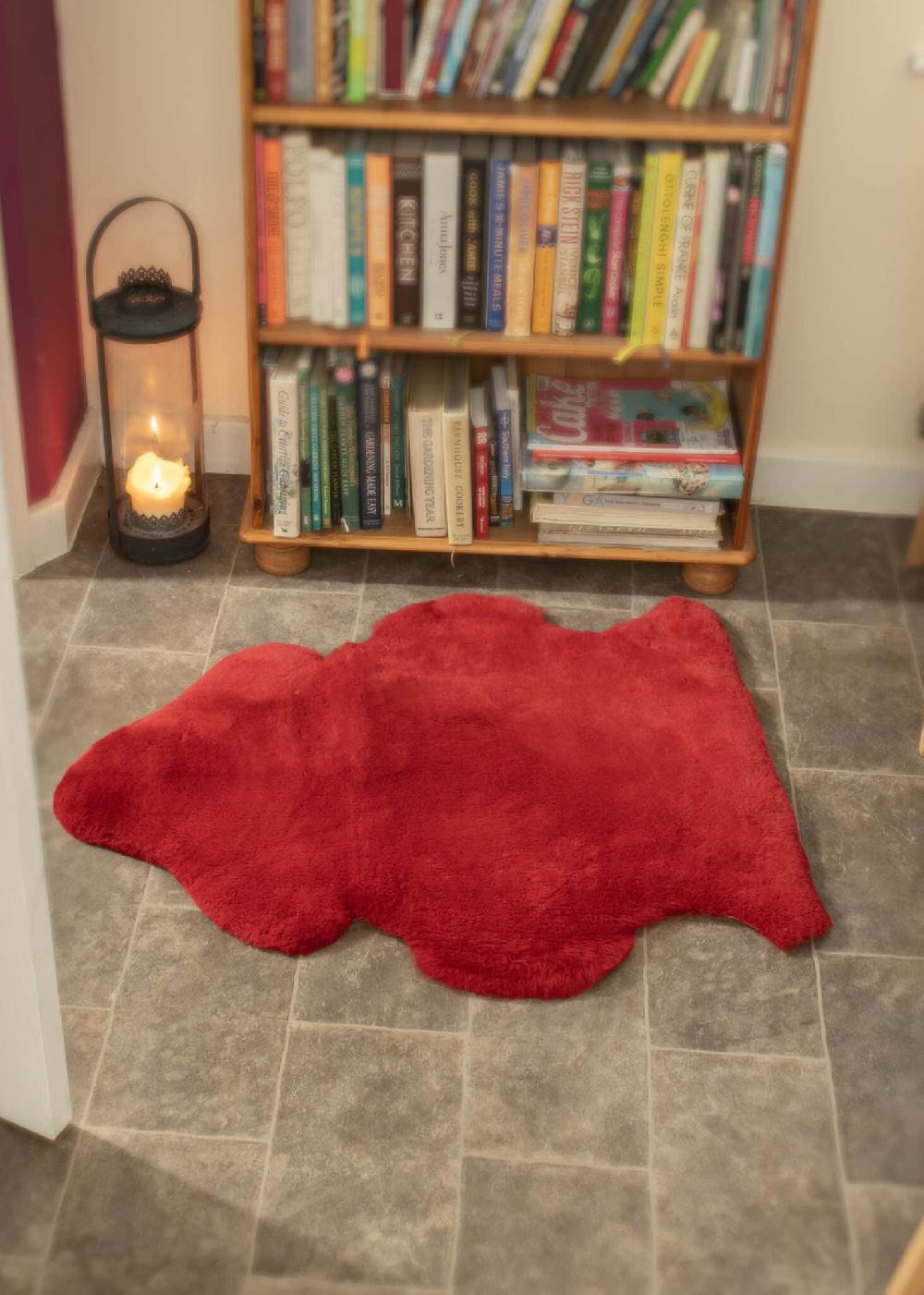 lambland British Bright Red Clipped Sheepskin Rug
