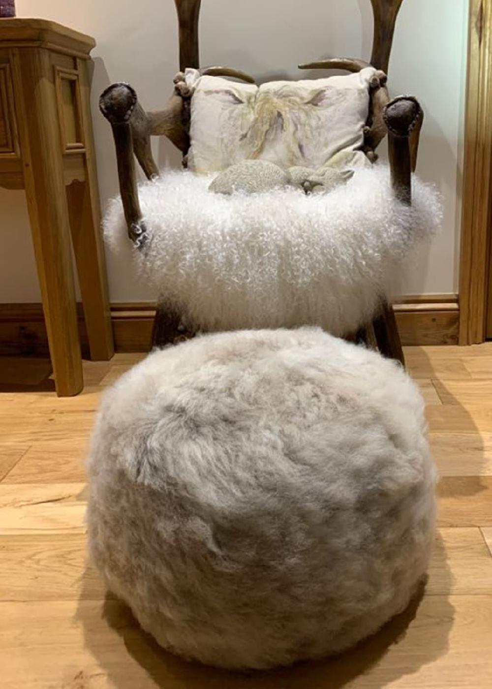 lambland British Made Natural Sheepskin Pouffe