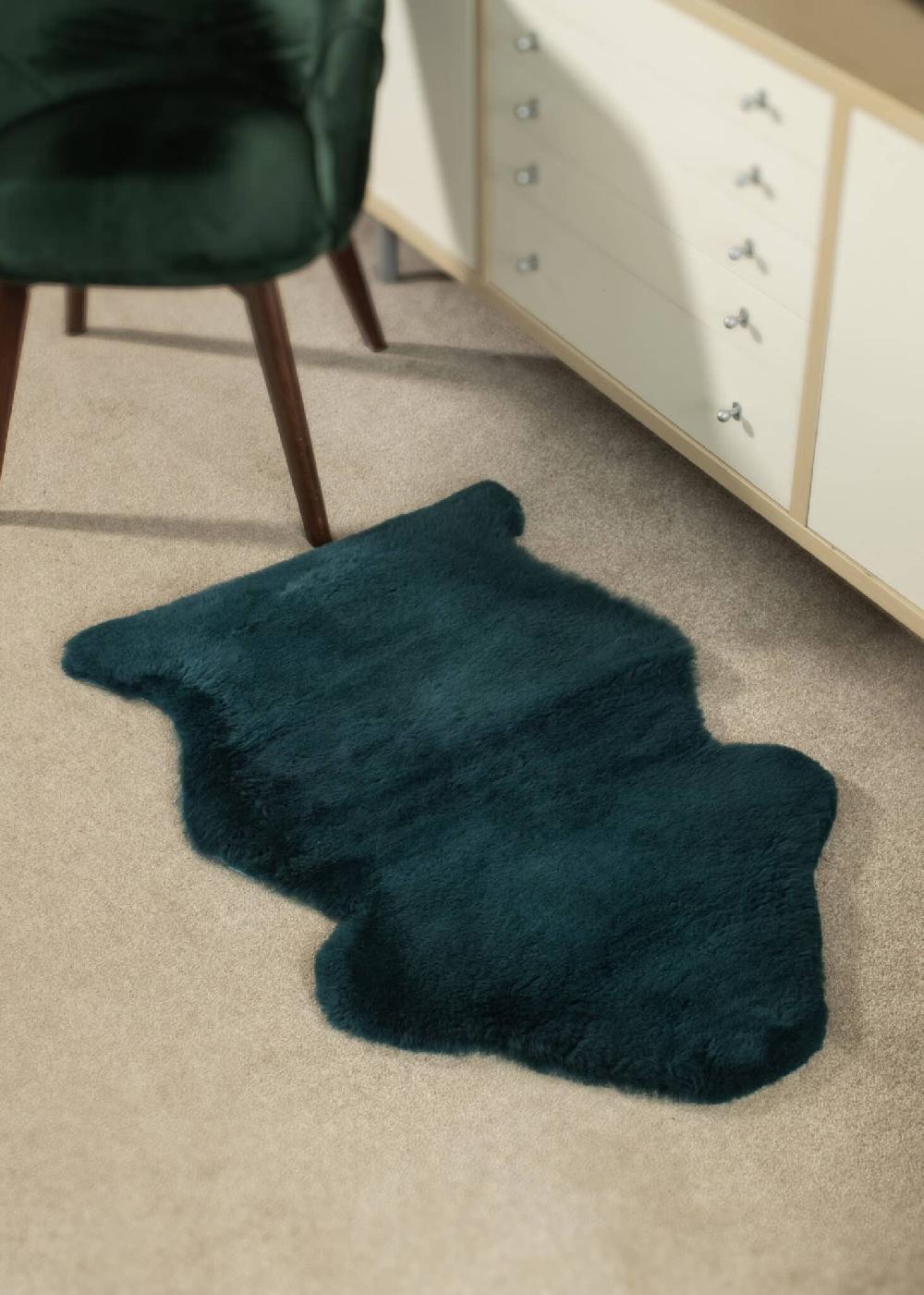 lambland British Teal Blue Clipped Sheepskin Rug