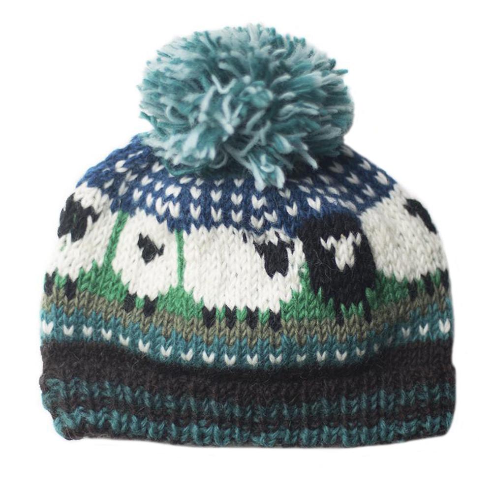 Lambland Chunky Knit Sheep Bobble Hat – Blue