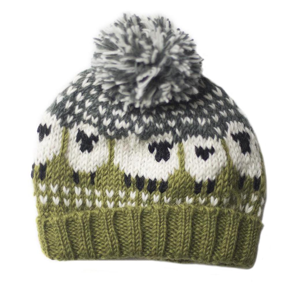 Lambland Chunky Knit Sheep Bobble Hat – Green