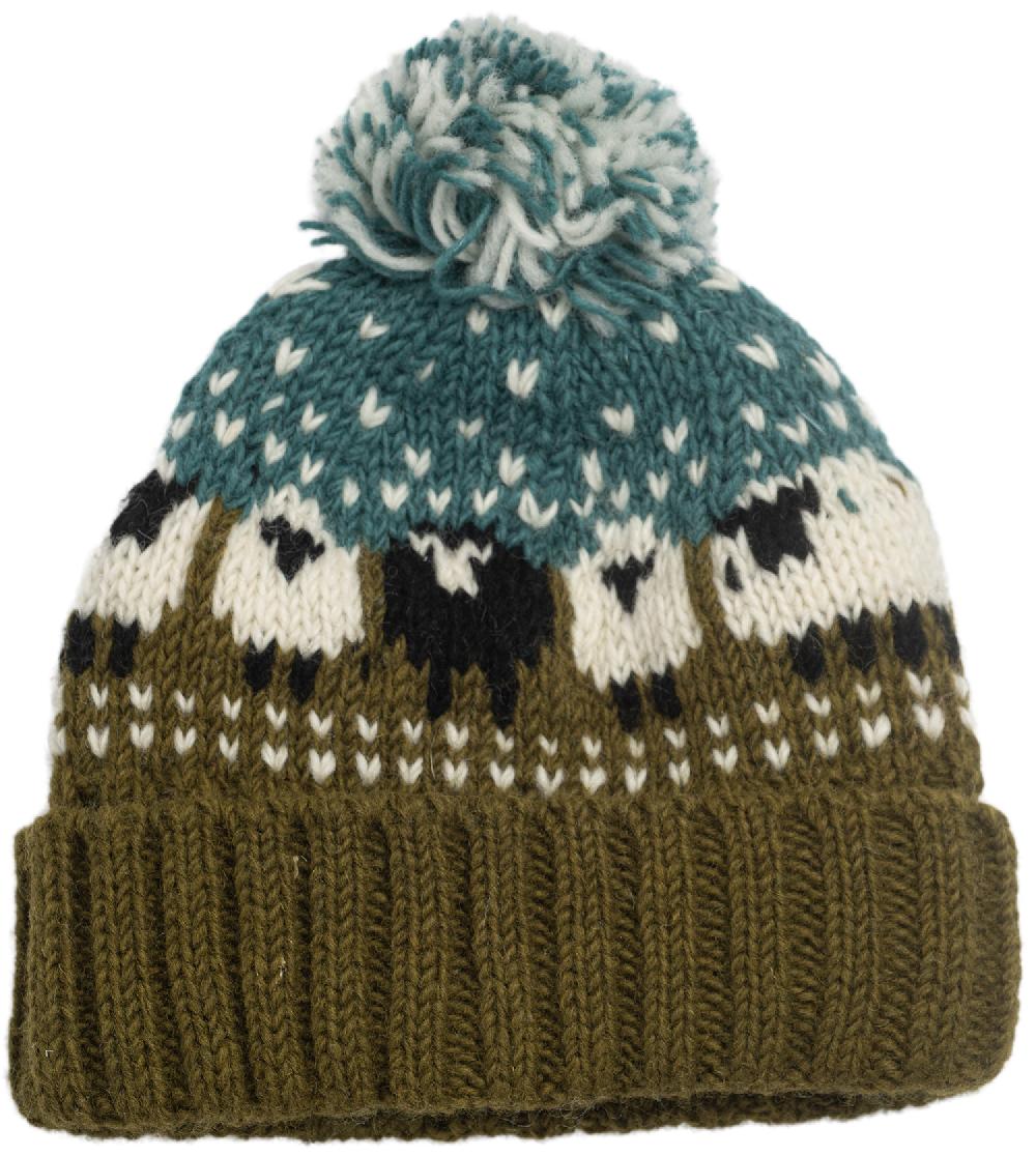 Lambland Chunky Knit Sheep Bobble Hat – Khaki