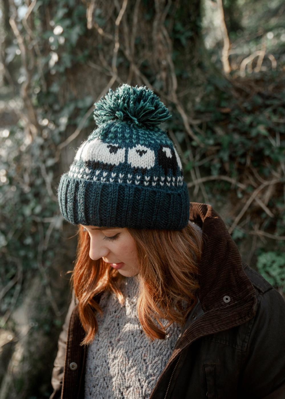 lambland Chunky Knit Sheep Bobble Hat – Teal