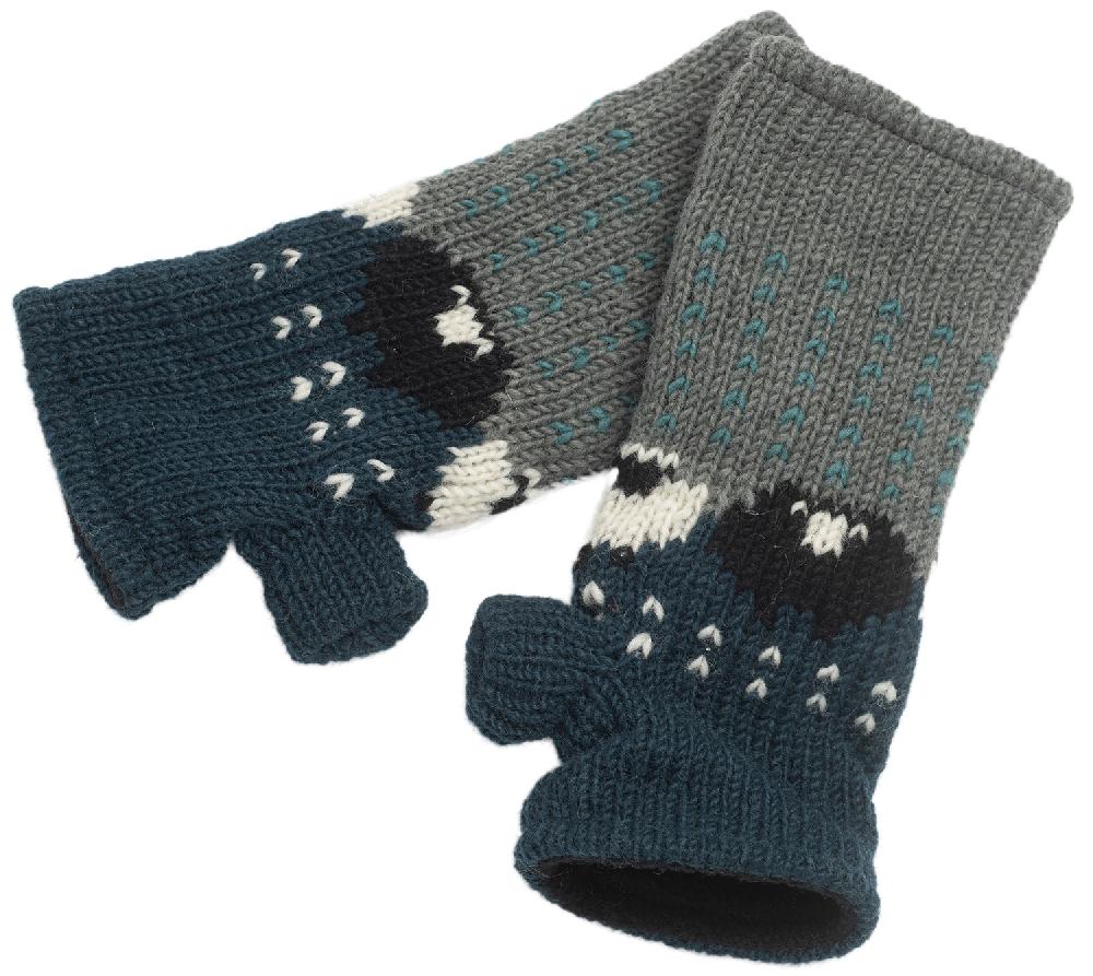Lambland Chunky Knit Sheep Fingerless Mittens – Teal