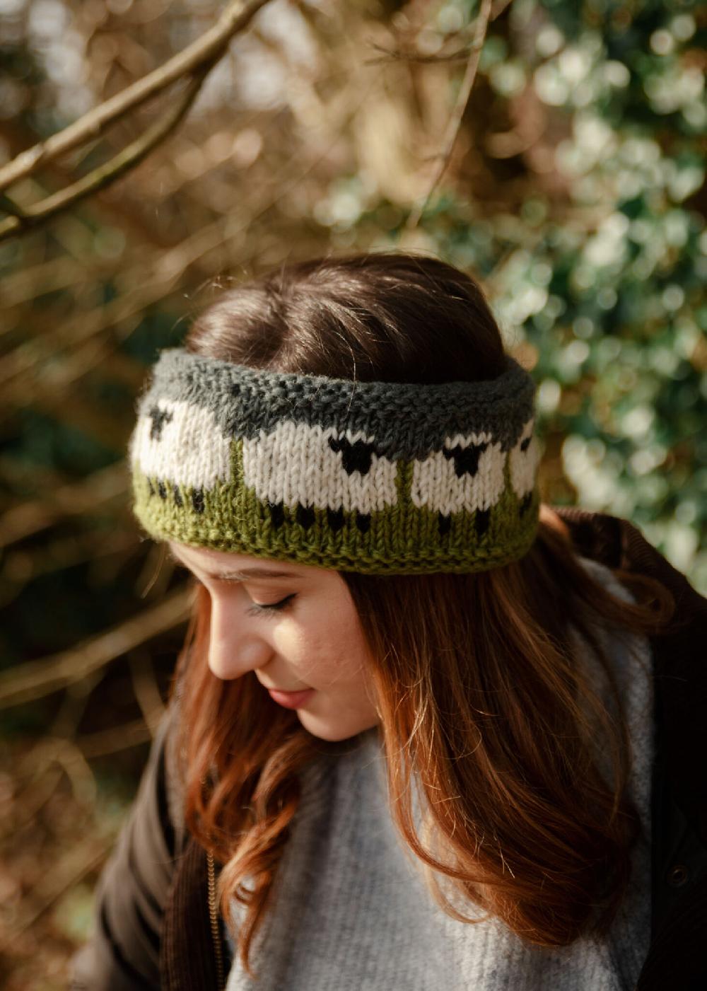 lambland Chunky Knit Sheep Headband – Green