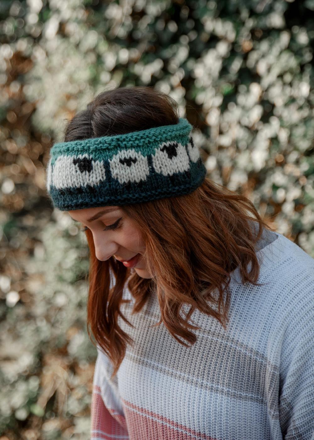 lambland Chunky Knit Sheep Headband – Teal