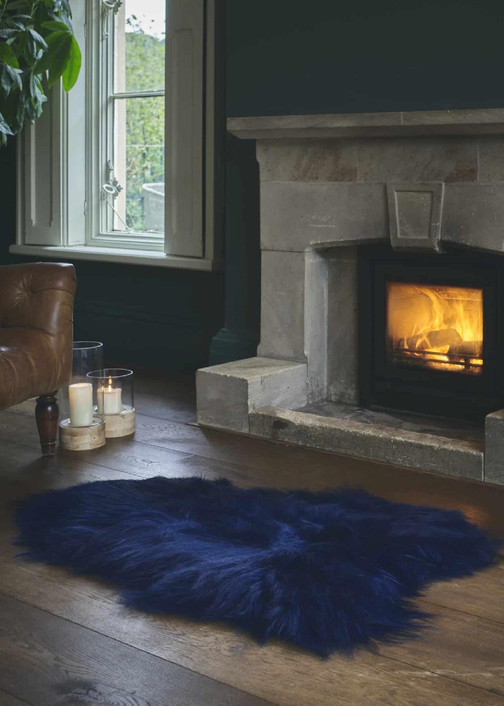 lambland Eco Tanned Long Wool Dark Blue Sheepskin