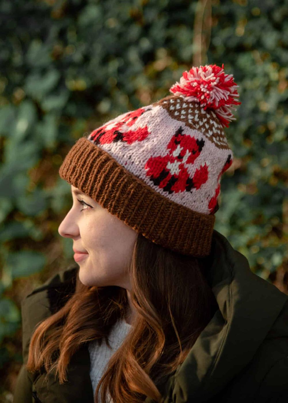 Lambland Hand Knitted Fox Pattern Bobble Hat