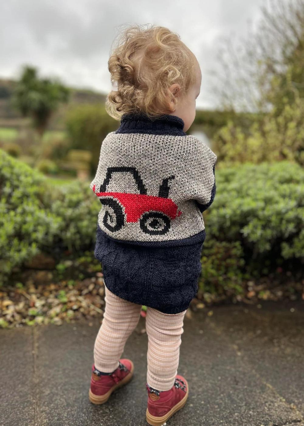 Lambland Kids’ Aran Wool Tractor Jumper