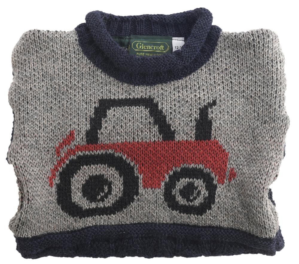 Lambland Kids’ Aran Wool Tractor Jumper