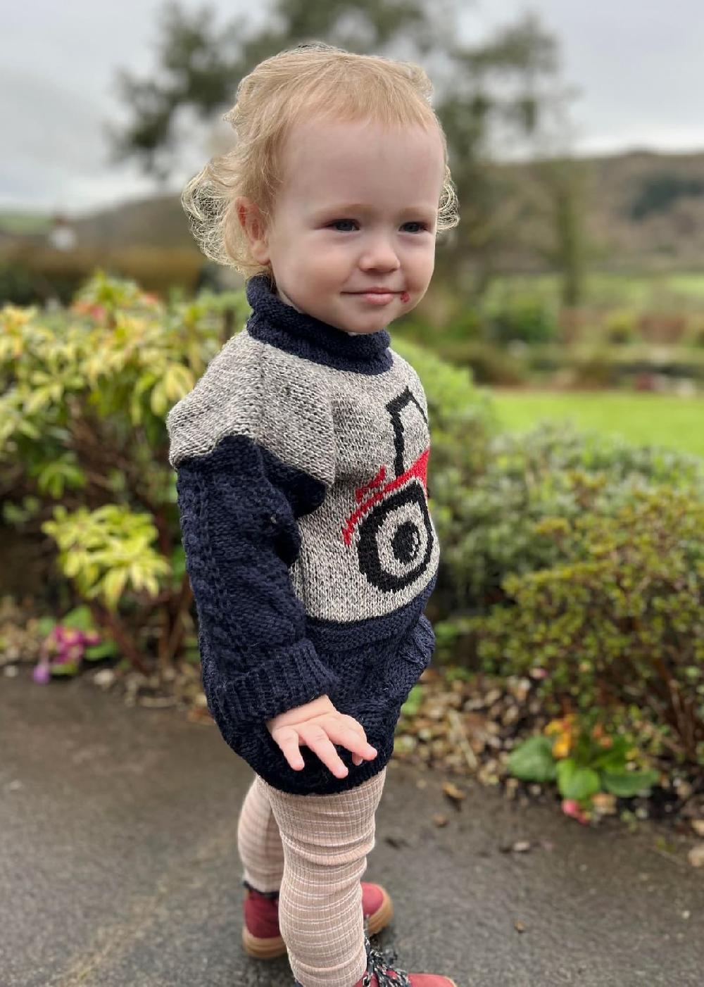 lambland Kids’ Aran Wool Tractor Jumper