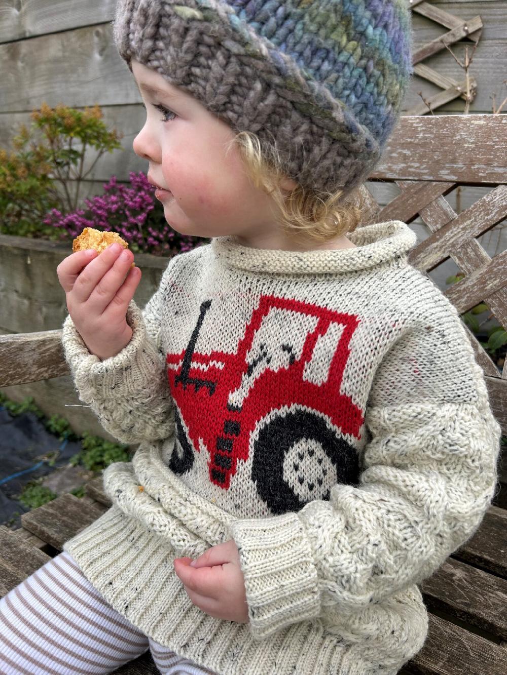 Lambland Kids’ British Wool Big Red Tractor Jumper