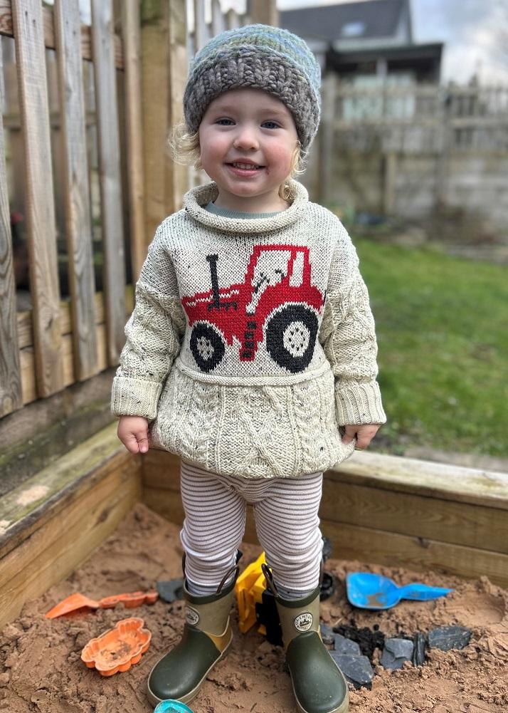 lambland Kids’ British Wool Big Red Tractor Jumper