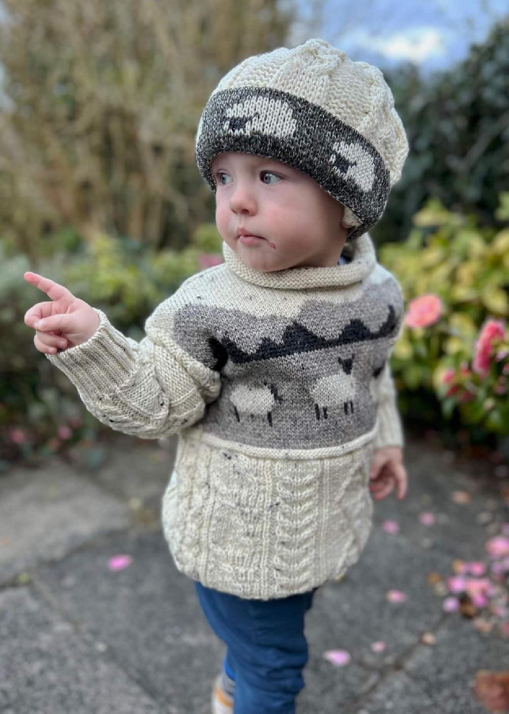 lambland Kids’ British Wool Sheep Scene Jumper