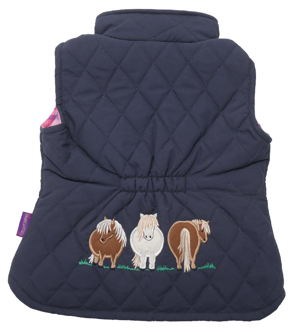 Lambland Kids’ Navy Embroidered Pony Quilted Gilet