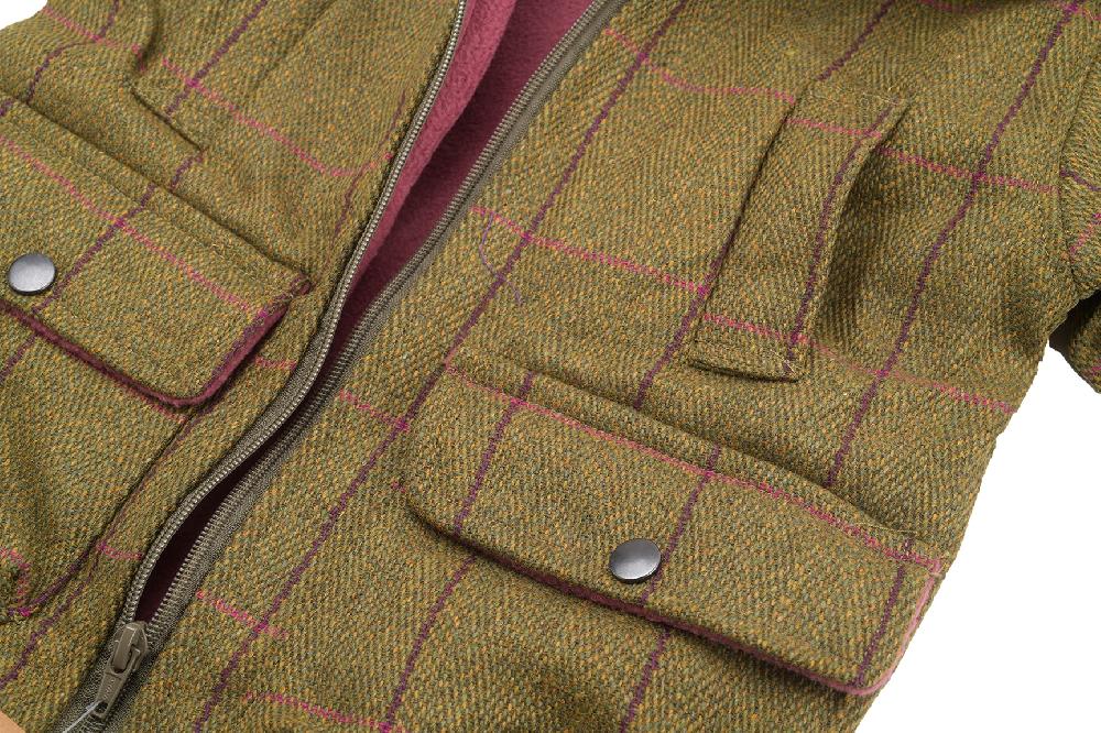 Lambland Kids’ Pink Fleece Lined Zipped Tweed Coat