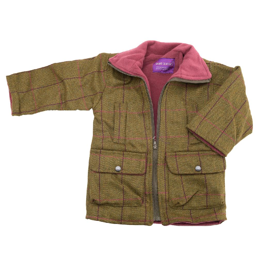 lambland Kids’ Pink Fleece Lined Zipped Tweed Coat