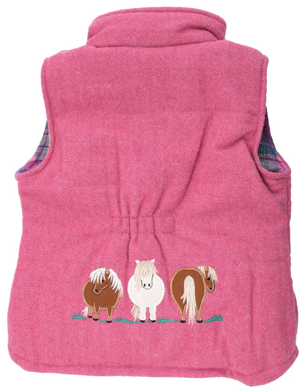 Lambland Kids’ Tweed Style Embroidered Pony Gilet