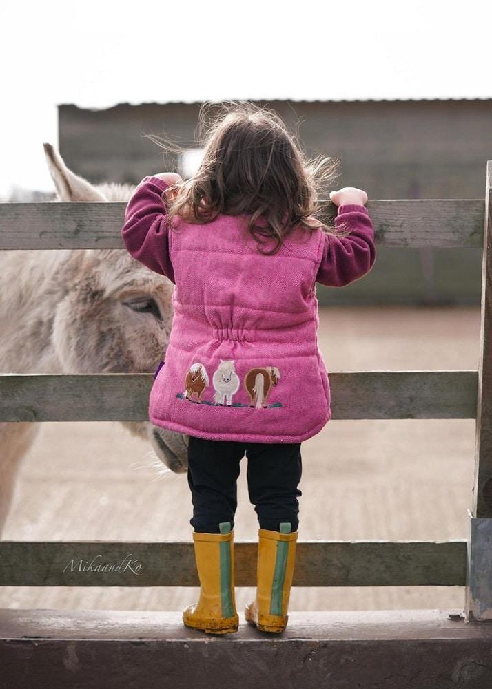 lambland Kids’ Tweed Style Embroidered Pony Gilet