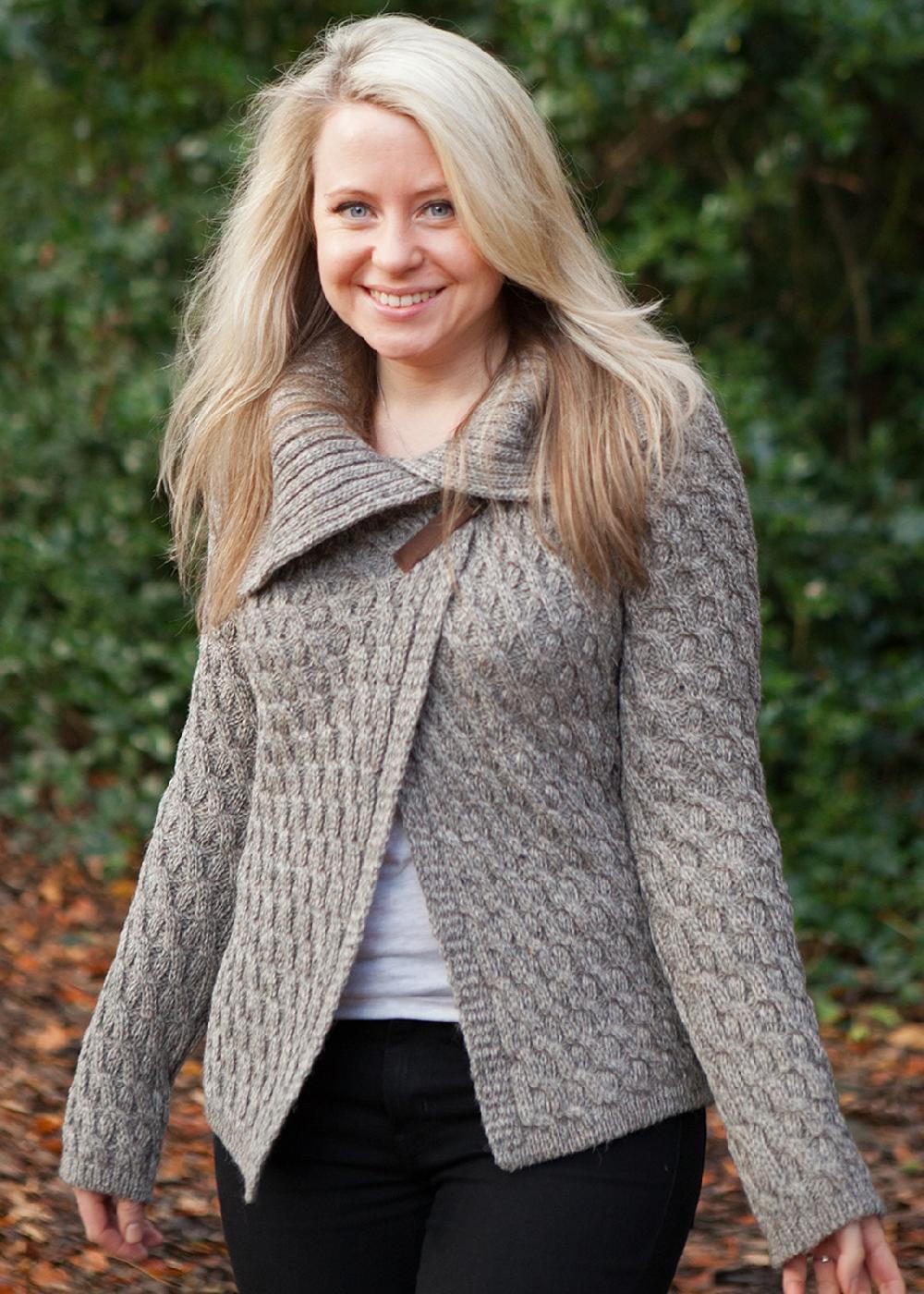 lambland Ladies 100% Wool Cross-Over Cardigan