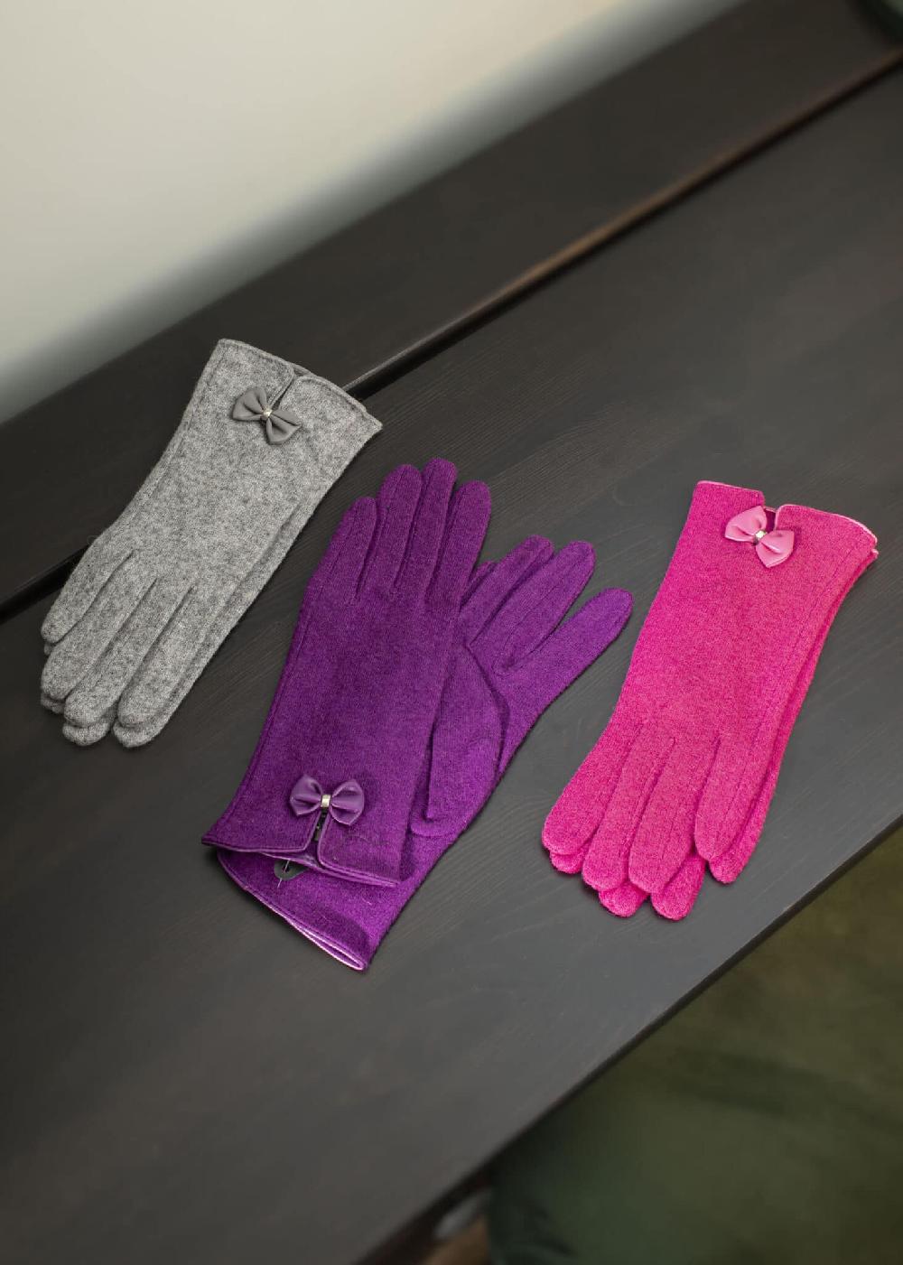 lambland Ladies Wool Blend Gloves with Bow Detail