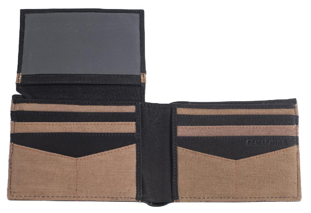 Lambland Leather And Canvas Two Tone Wallet