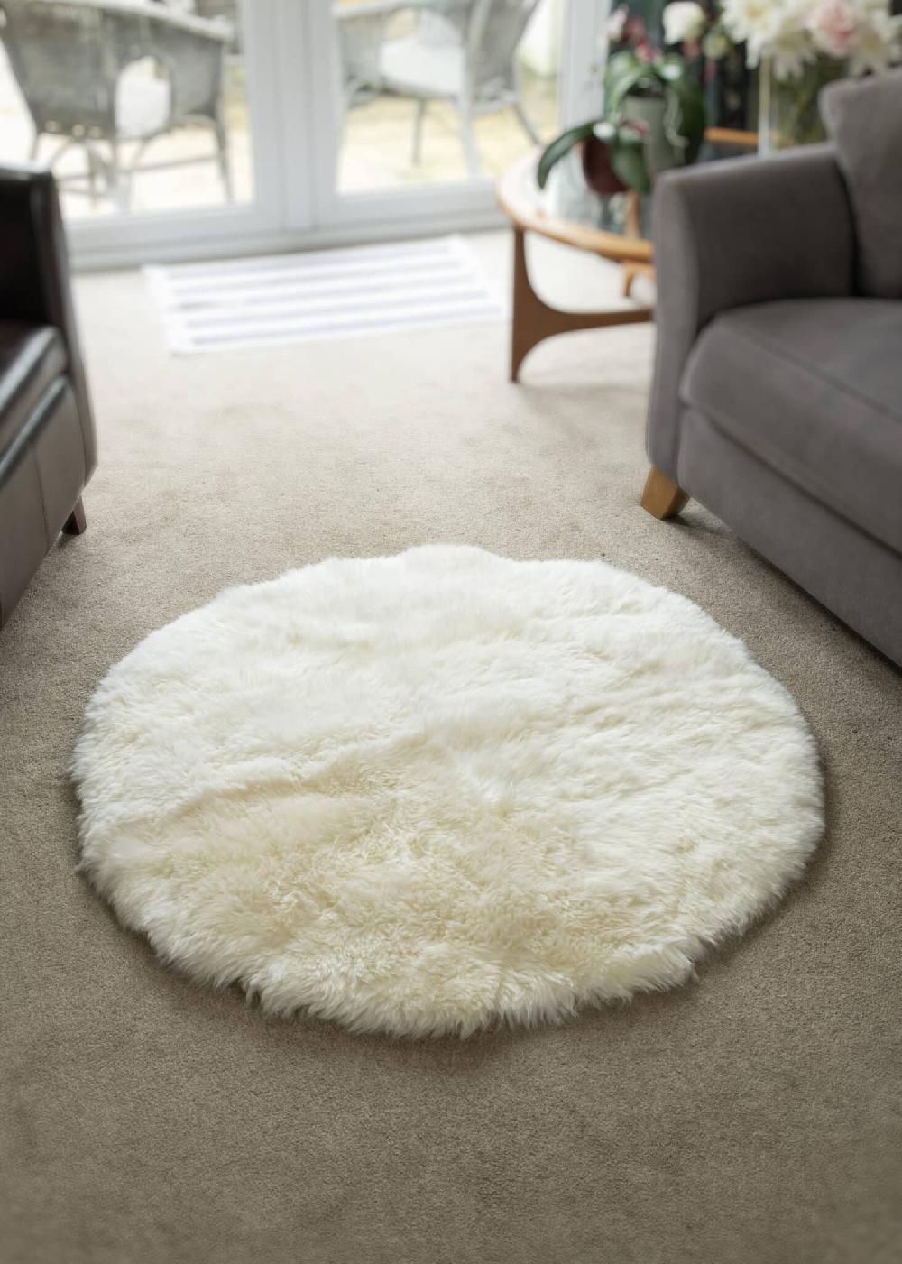 lambland Luxury Ivory Circular Sheepskin Rugs