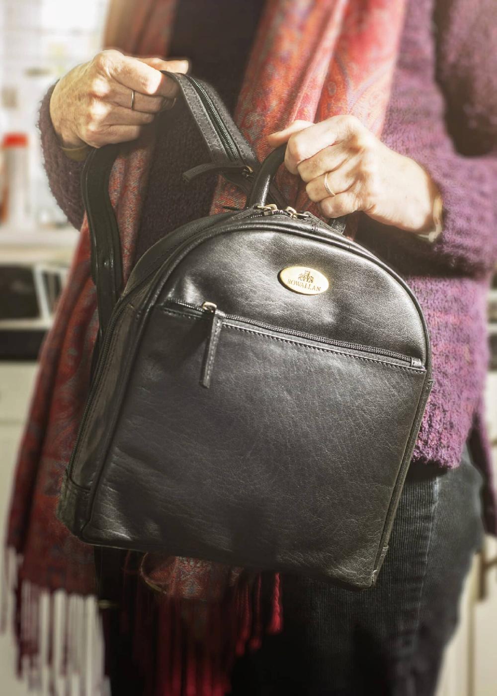 Lambland Luxury Leather Zipped Round Top Backpack