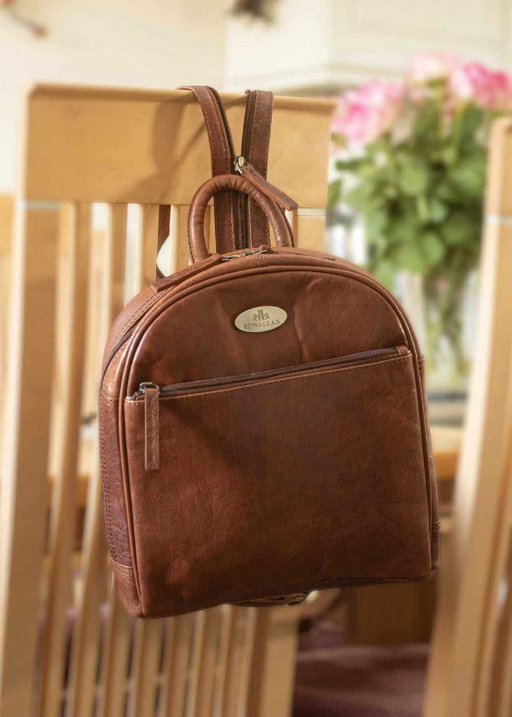 lambland Luxury Leather Zipped Round Top Backpack