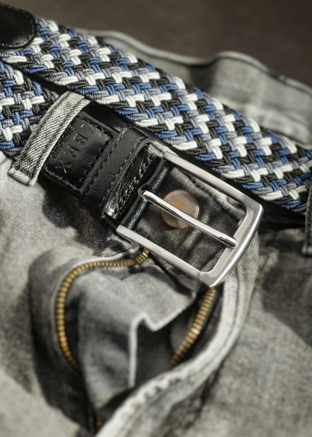 lambland Men’s Leather & Elastic Woven Belt