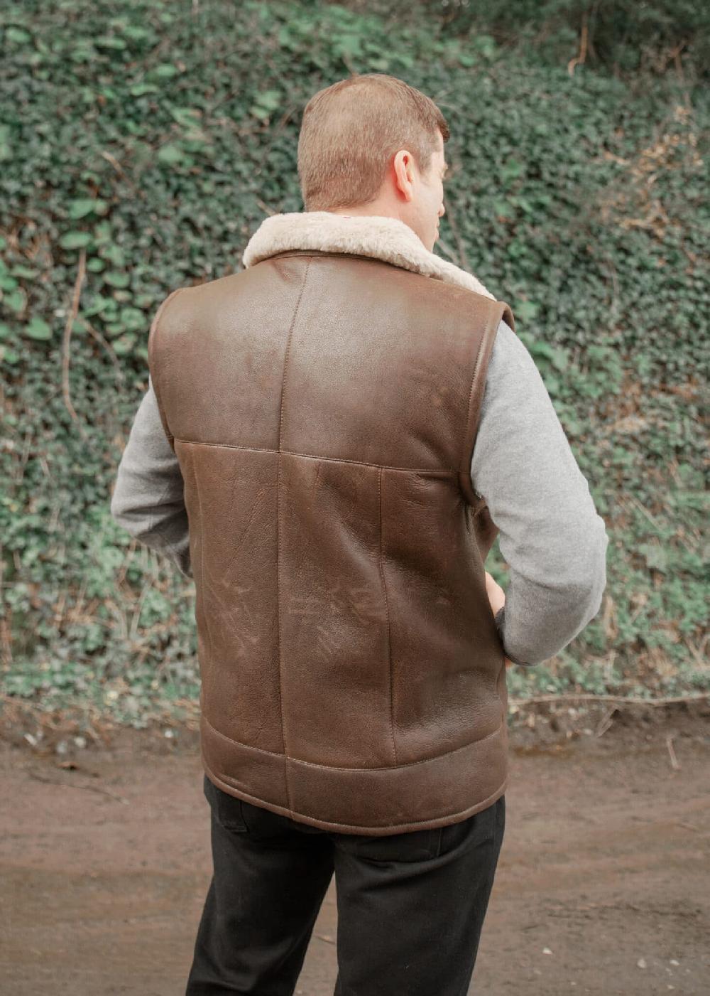 Lambland Men’s Luxury Sheepskin Aviator Zip Gilet