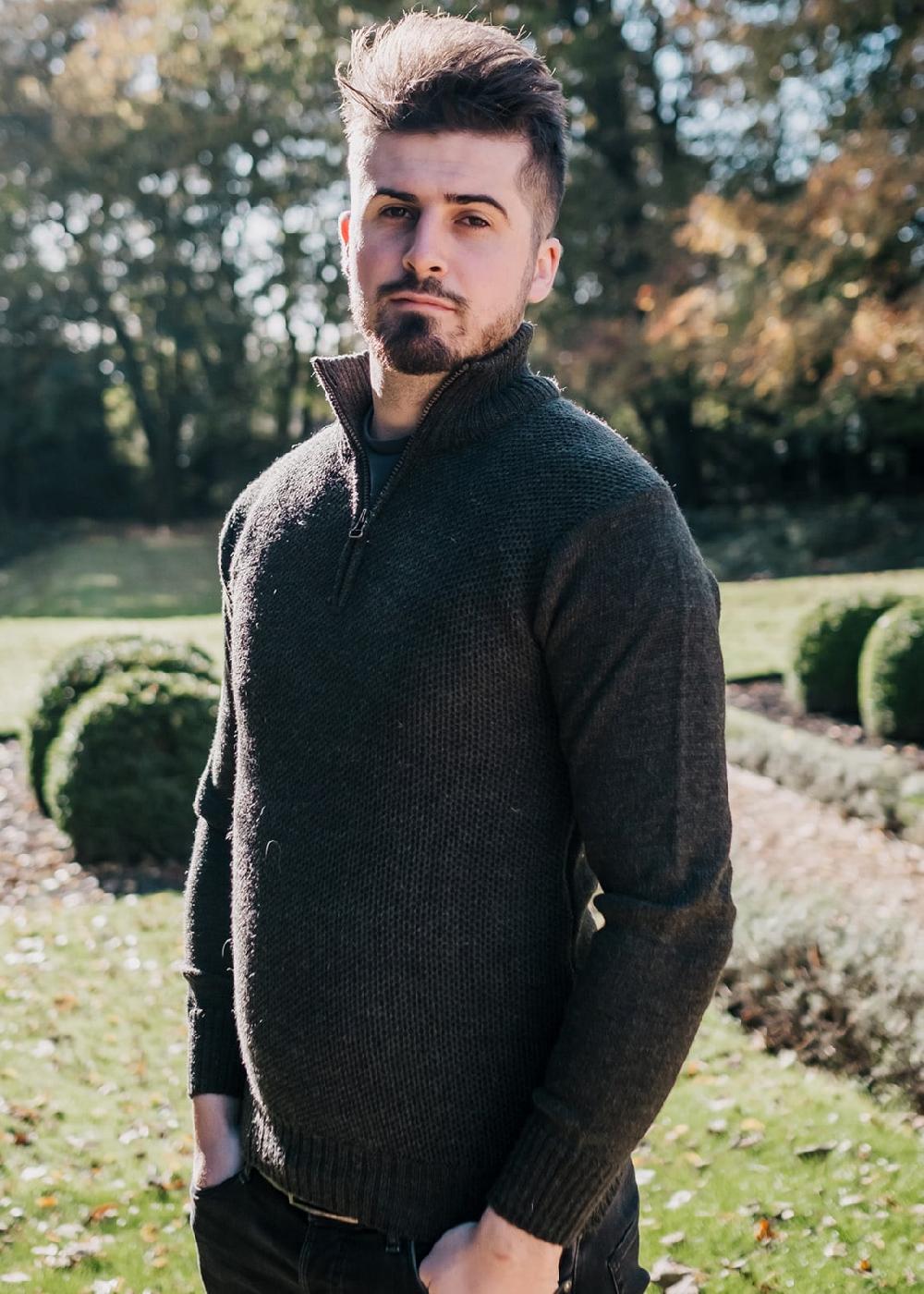 lambland Men’s Zip Neck Clapdale Jumper