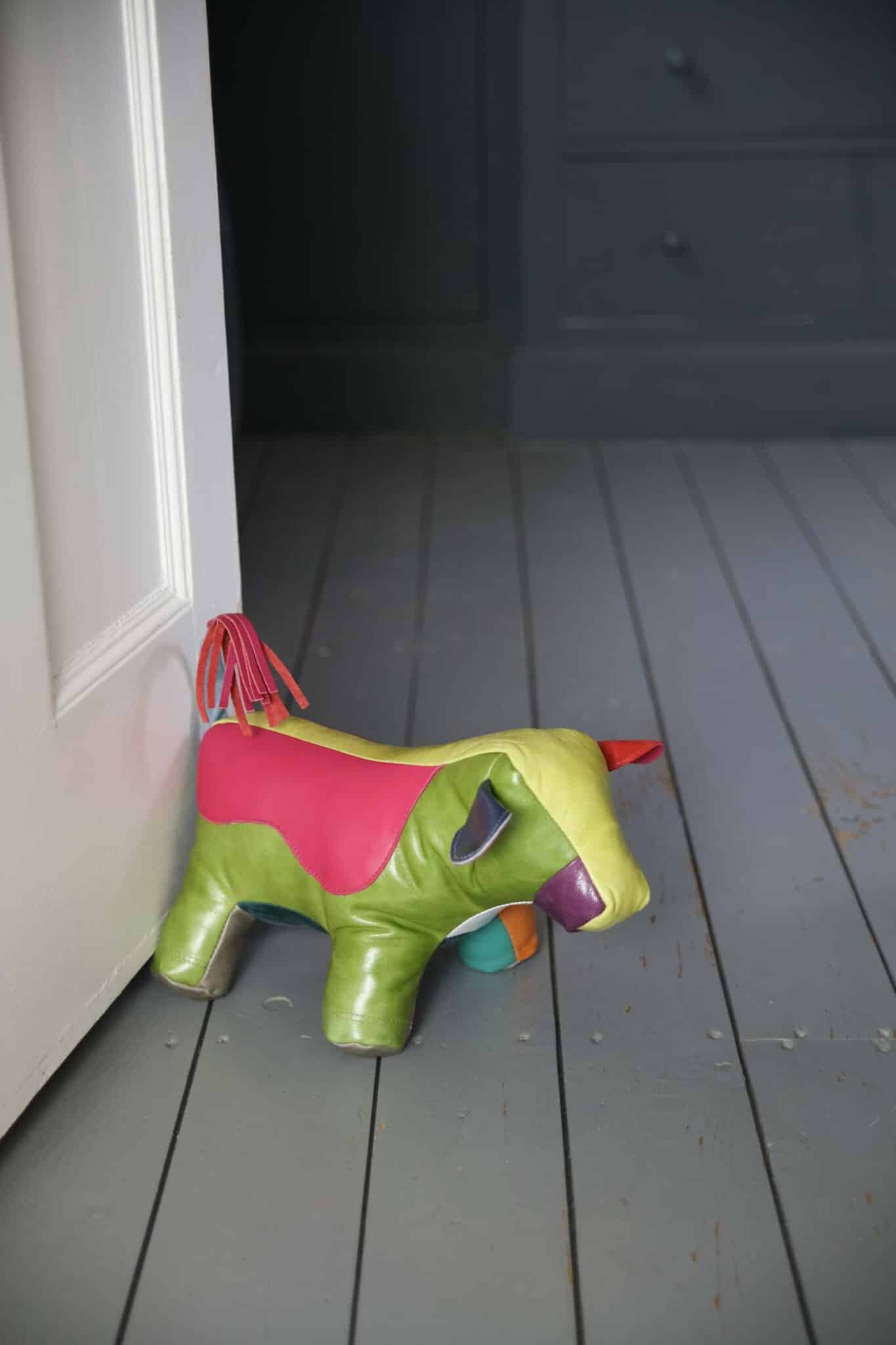 Lambland Multi Patch Leather Cow Doorstop