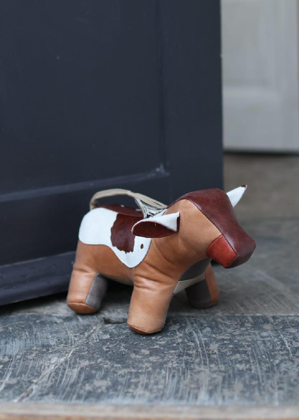 lambland Multi Patch Leather Cow Doorstop