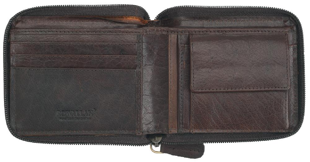 Lambland Rustic Buffalo Leather Zip Round Wallet