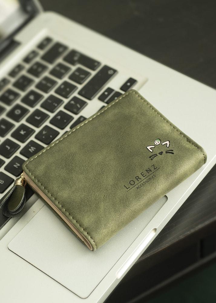 Lambland Small Card Wallet With Cat Face Design