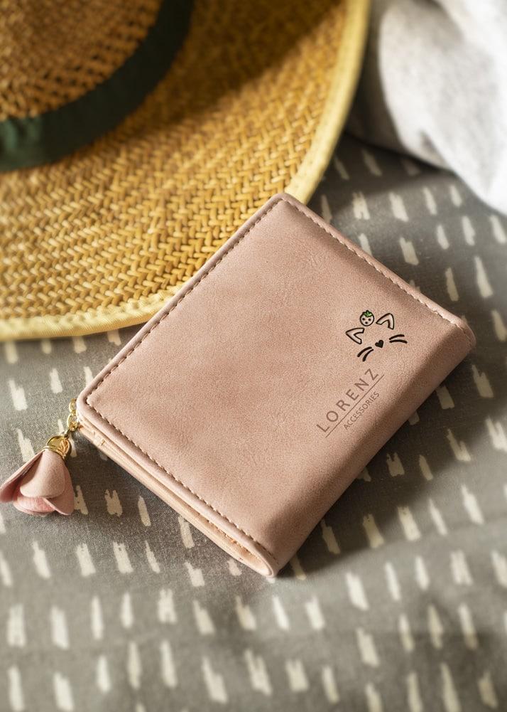 lambland Small Card Wallet with Cat Face Design