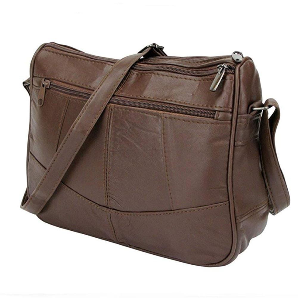 Lambland Soft Nappa Leather Double Zipped Bag