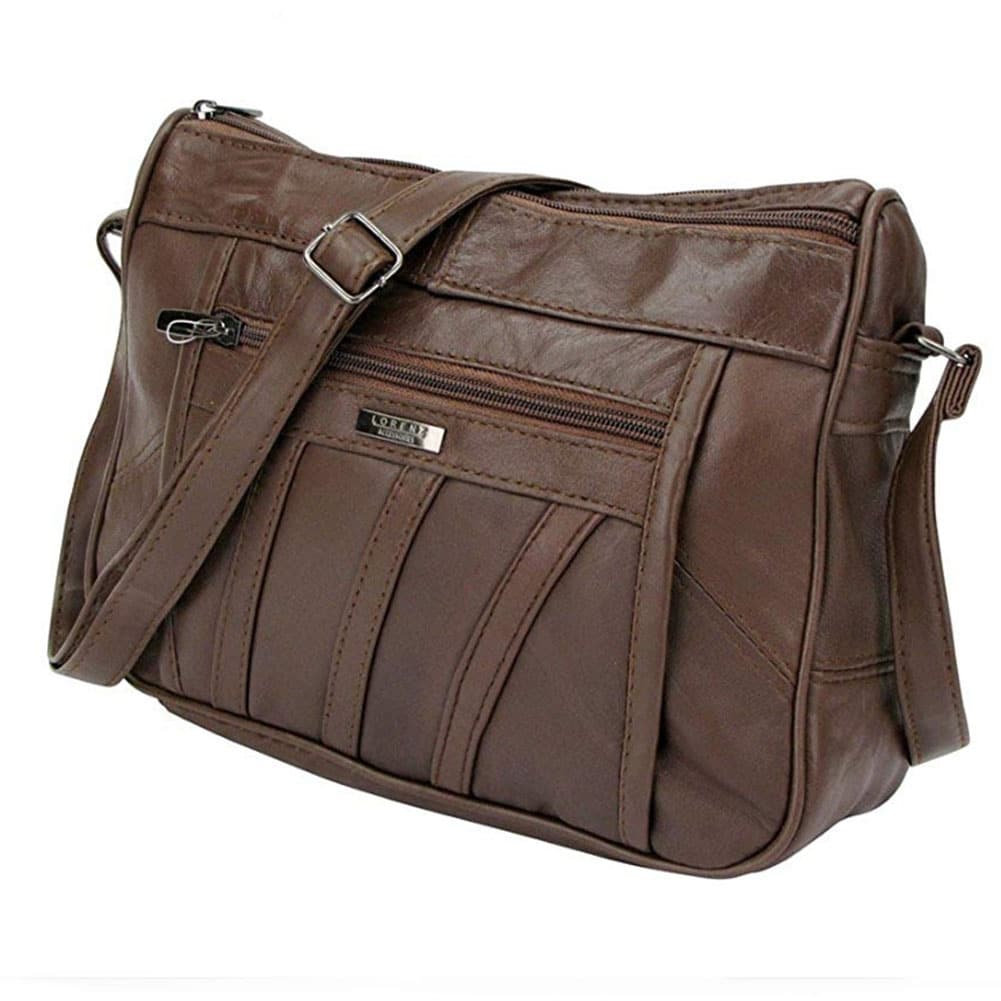 lambland Soft Nappa Leather Double Zipped Bag