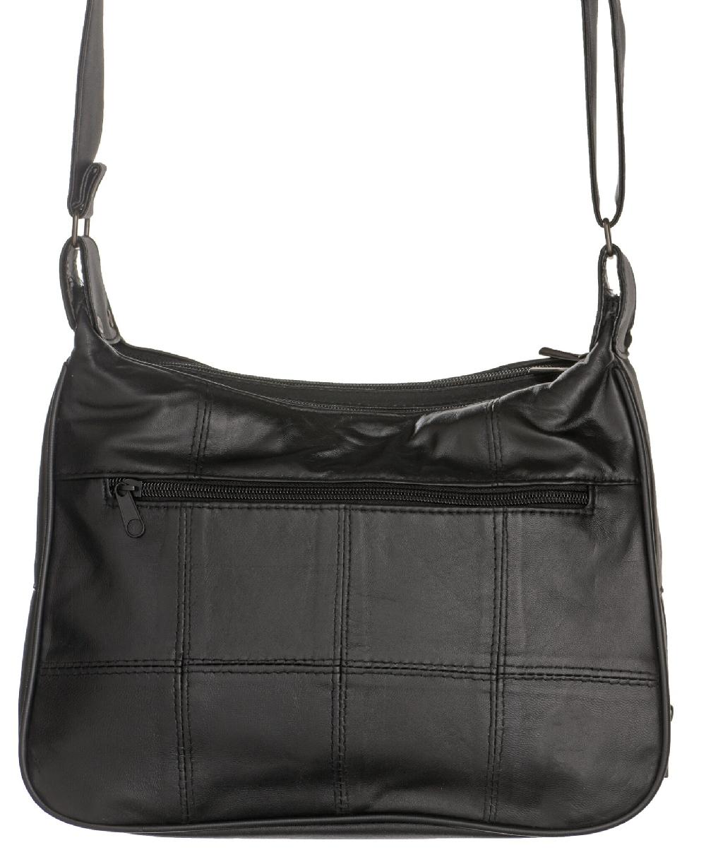 Lambland Soft Nappa Leather Twin Zip Shoulder Bag