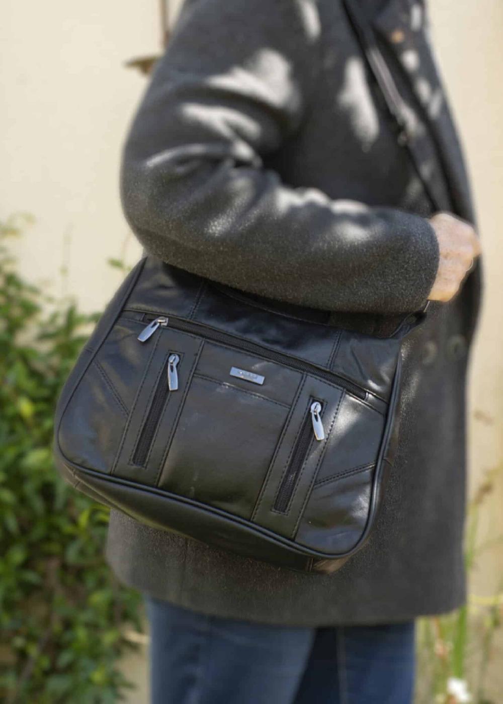 lambland Soft Nappa Leather Twin Zip Shoulder Bag