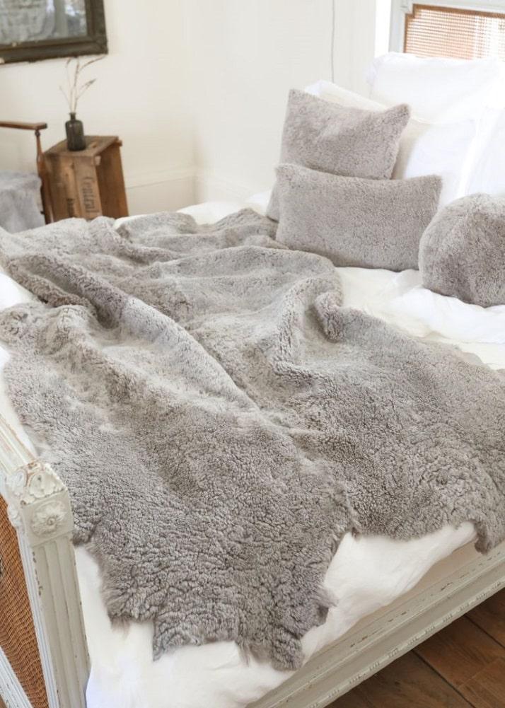 lambland Swedish Sheepskin Throw Mole Grey
