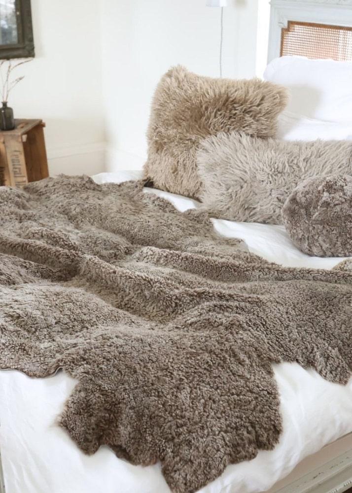 lambland Swedish Sheepskin Throw Taupe Brown