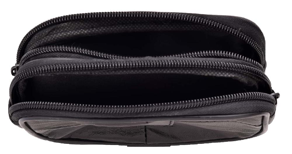 Lambland Twin Zip Leather Pouch With Belt Loop