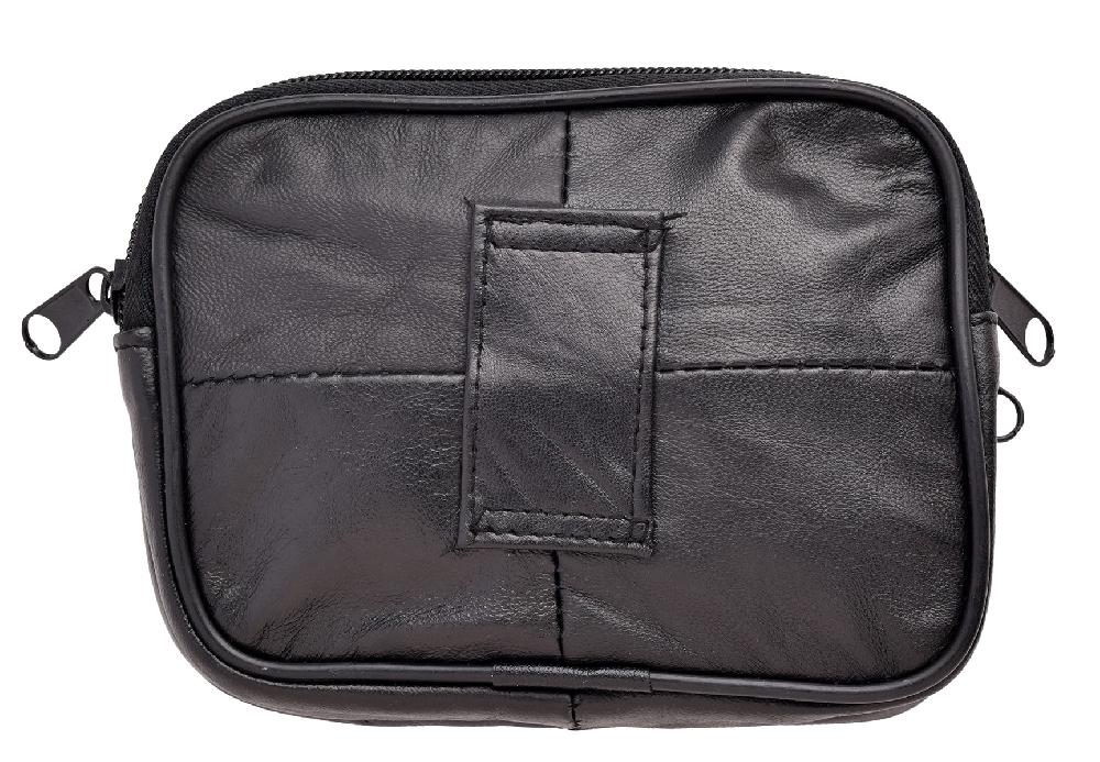 Lambland Twin Zip Leather Pouch With Belt Loop