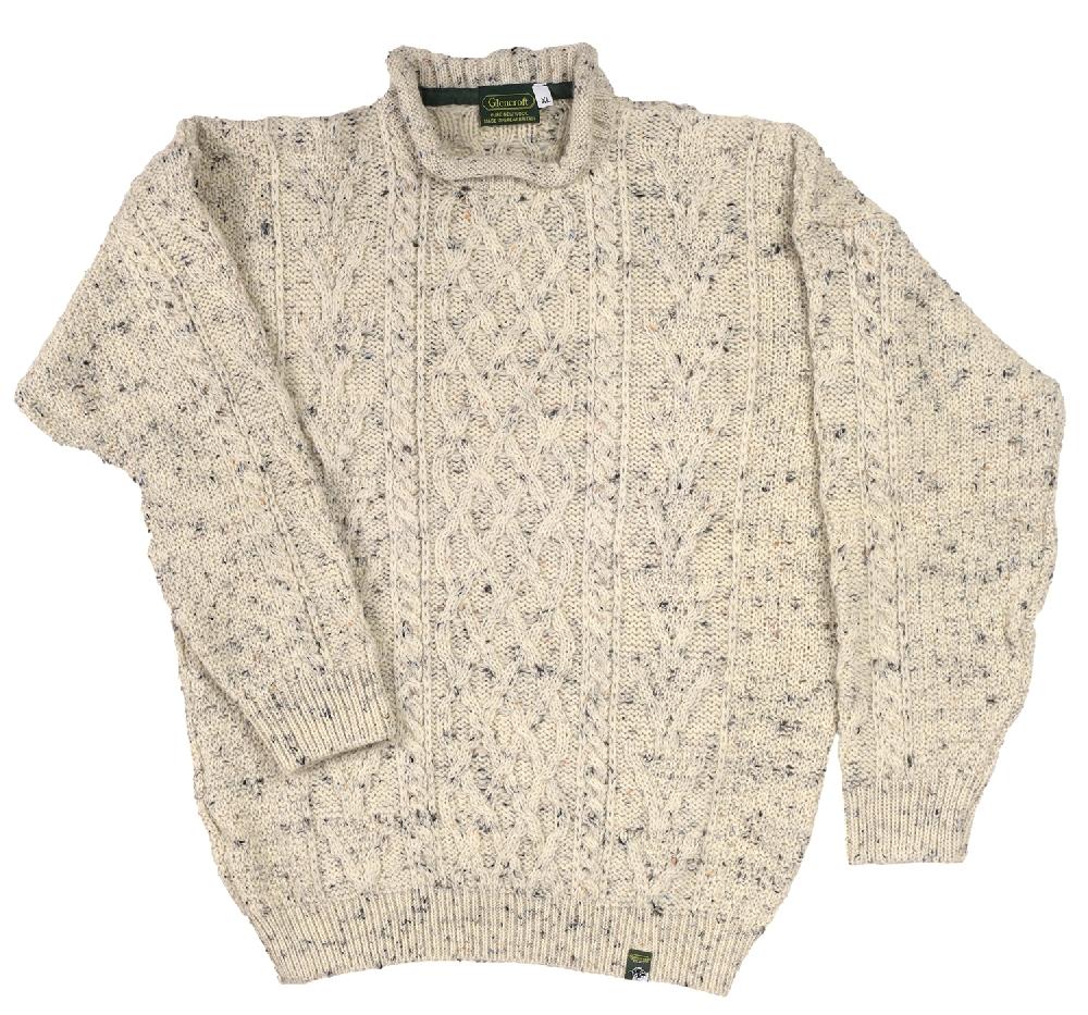 Lambland Unisex 100% Wool Roll Collar Aran Jumper