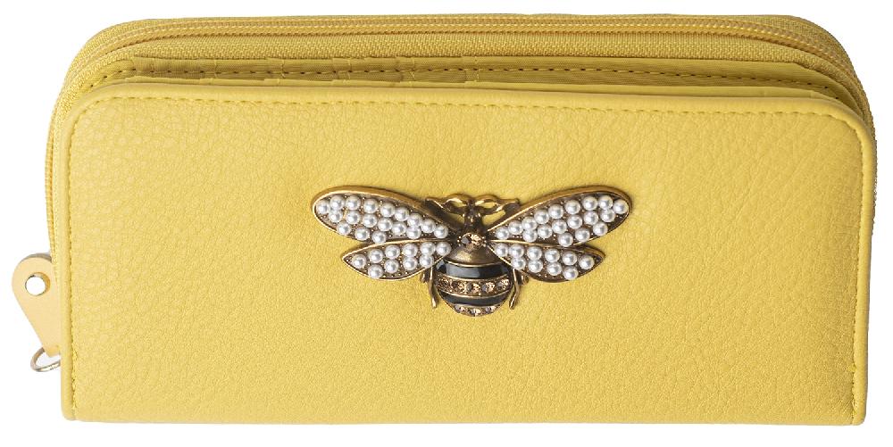 Lambland Large Faux Leather Zip Round Coin Section And Bee Detail