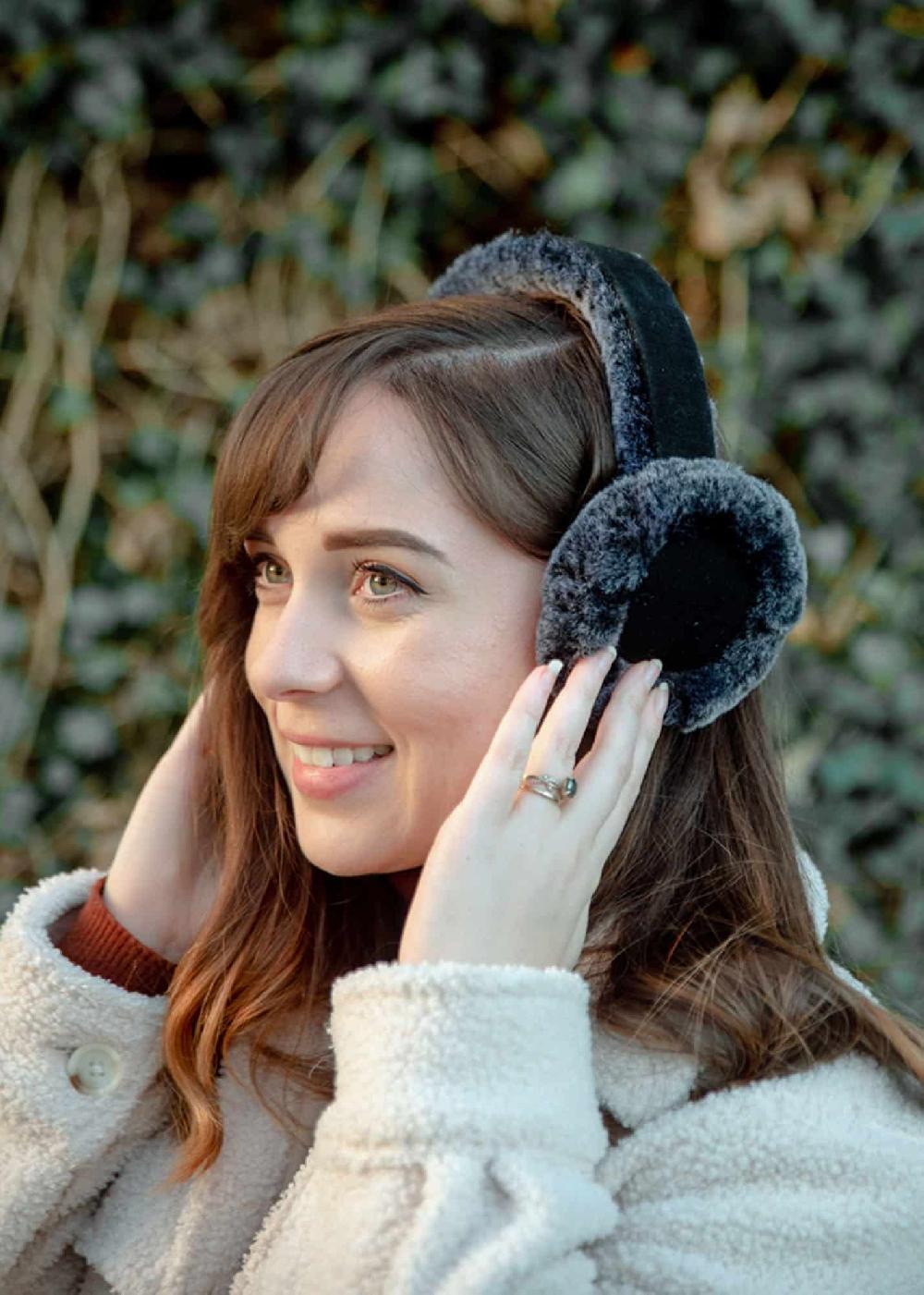 Lambland Luxurious Genuine Suede And Sheepskin Earmuffs